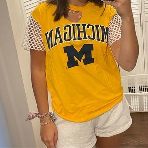 Never Worn “By Gabby” Michigan mesh T-shirt Size M